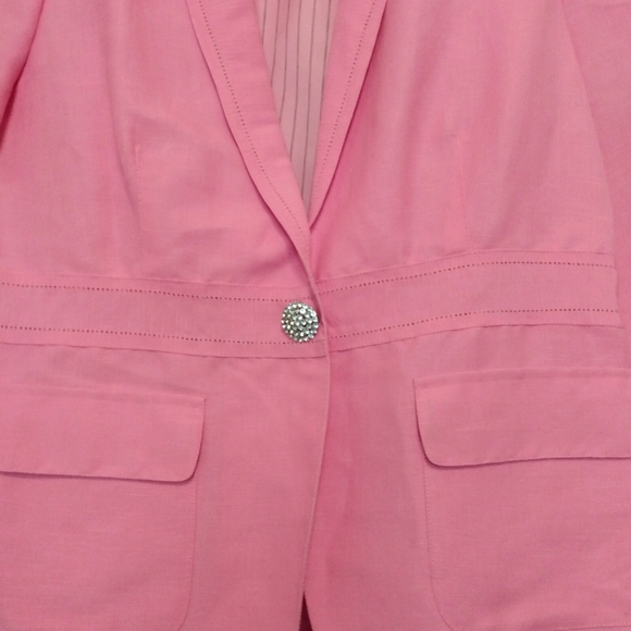 Emma James by Liz Claiborne Pink Linen Jacket 12 - Picture 3 of 10